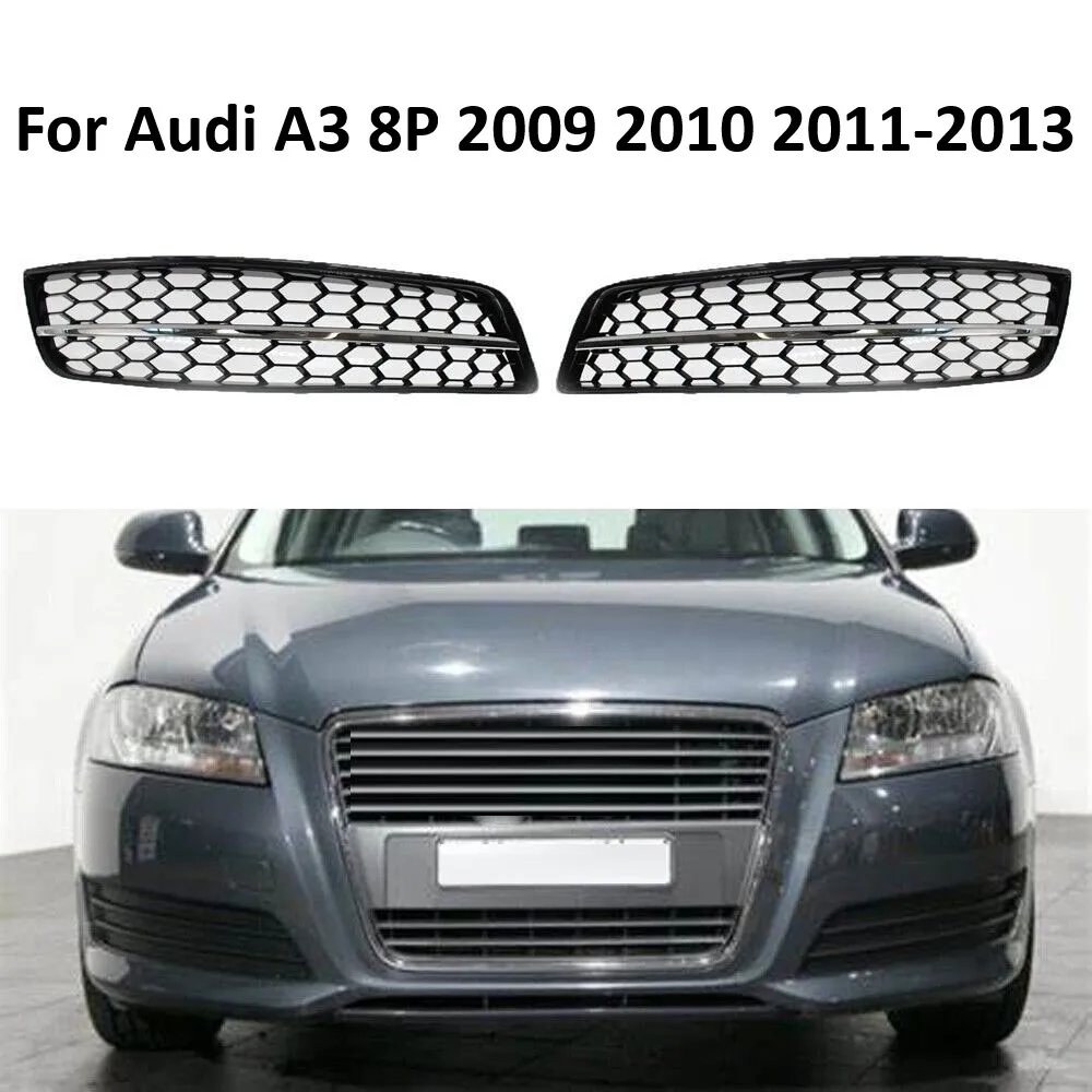 

2 шт. глянцевая черная сотовая сетка для передней противотуманной фары автомобиля, решетка для решетки сот, отделка для Audi A3 8P 2009 2010 2011 2012 2013