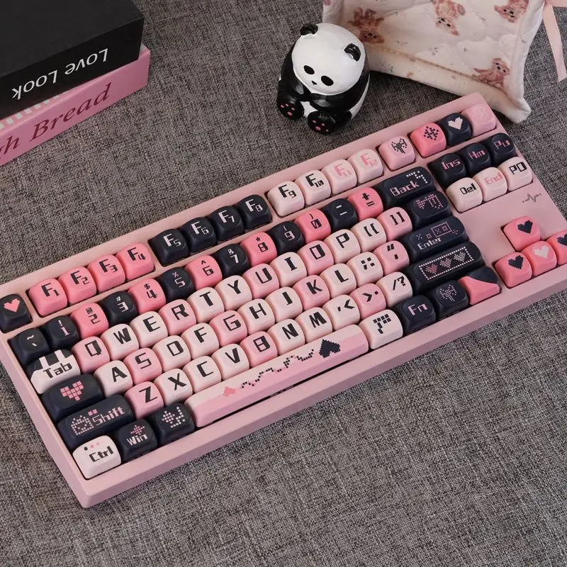 

130 клавиш, розовые PBT-кейкапы с профилем MOA, кастомные кейкапы с сублимационной печатью для игровых механических клавиатур с переключателями Cherry MX (61/87/104 клавиши)