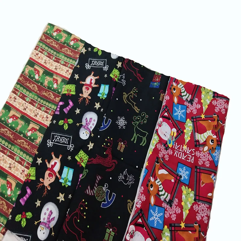Graceful Christmas Deer Snowman Santa Claus 100% Cotton Fabric 50x130cm DIY sewing Clothing Tissue Telas Patchwork