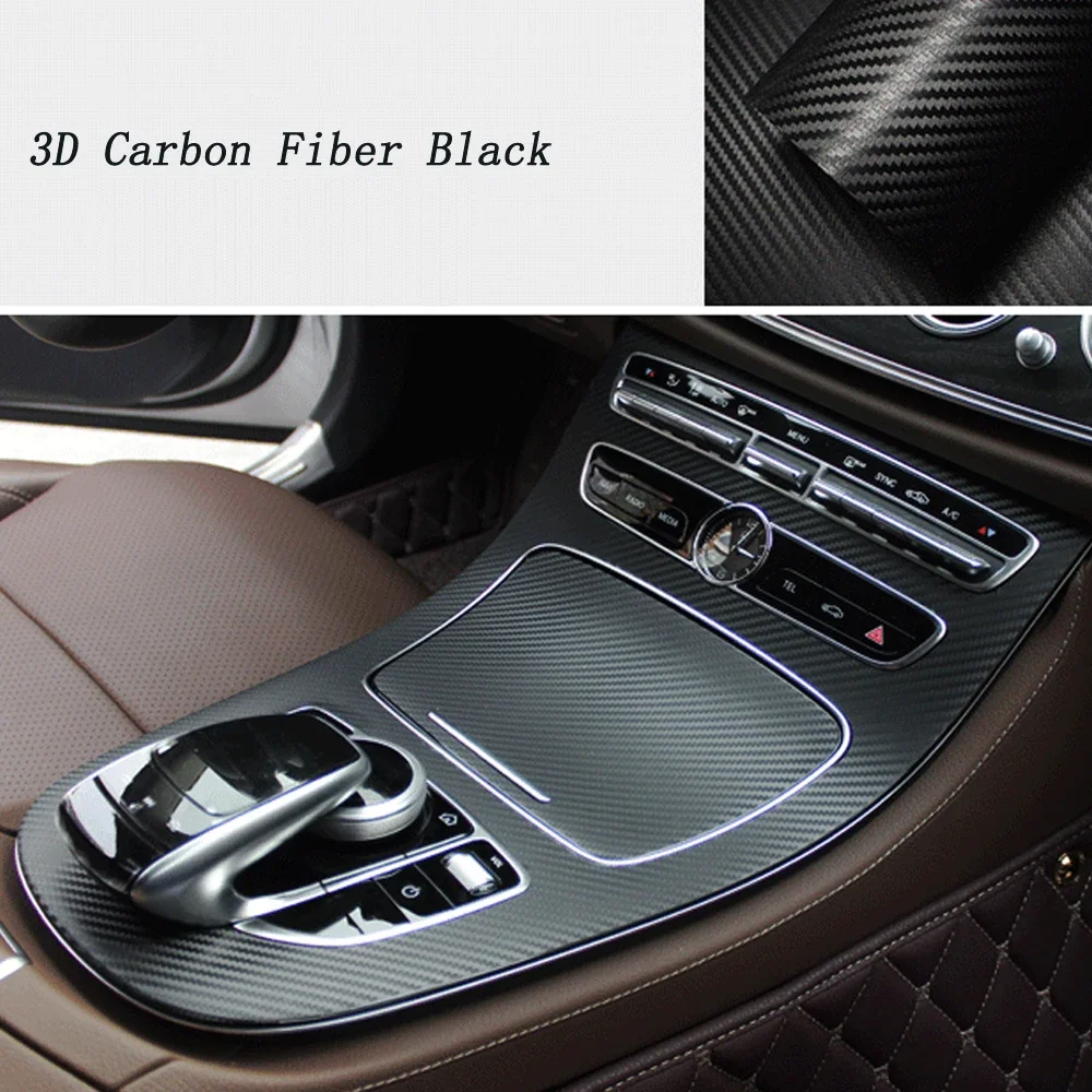 Car Interior Sticker Gear Box Protective Film For Mercedes E Class W213 2016-2023 Car Gear Panel Sticker Carbon Fiber Black