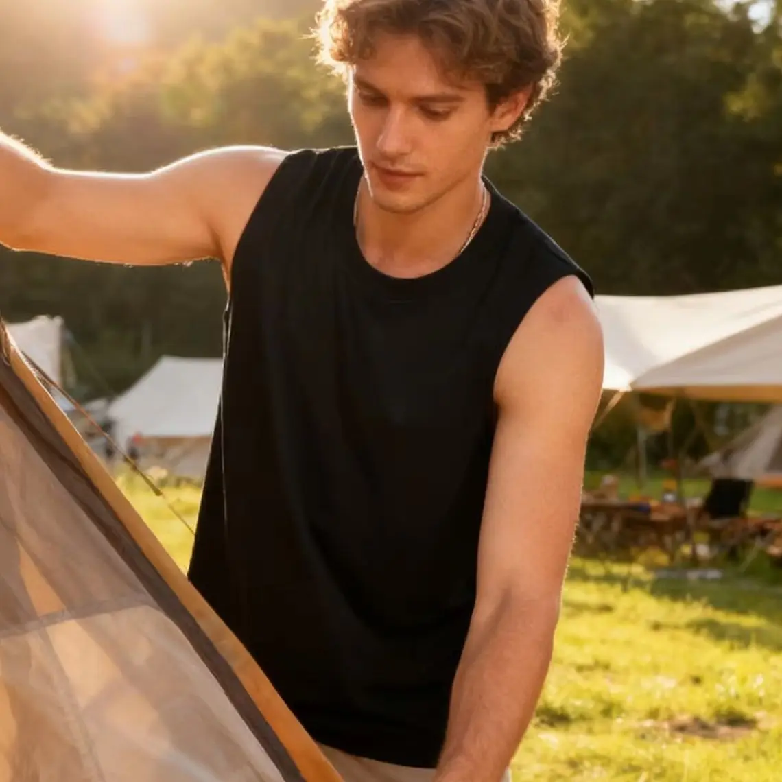 

Новинка 2026, мужской плотный жилет из чистого хлопка, повседневные спортивные майки, базовые топы без рукавов среднего возраста, быстросохнущий жилет для бодибилдинга