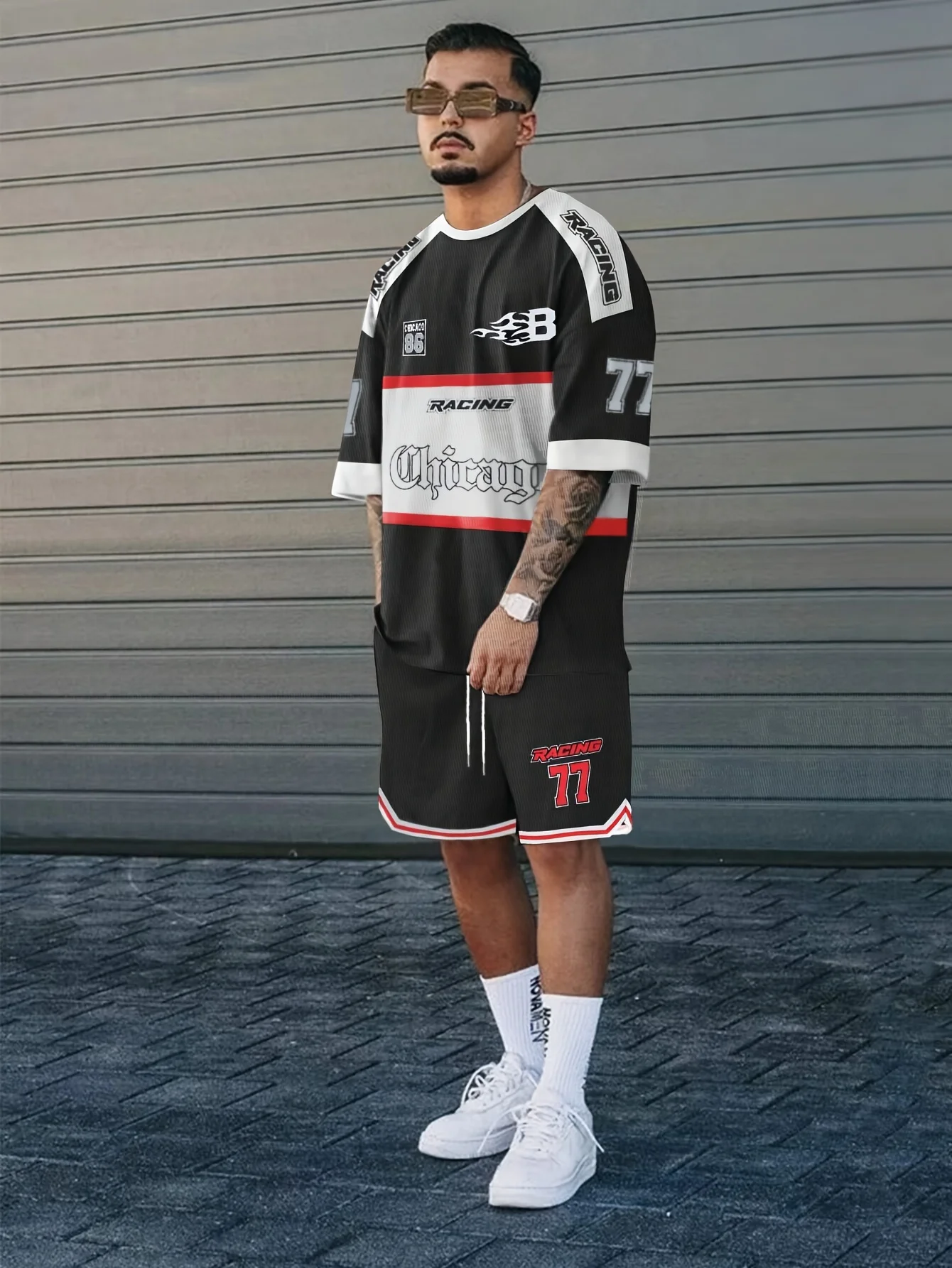 

2026 Summer Men's Suit with Letter Print Breathable Lightweight Casual Sports Outdoor Men's Clothing