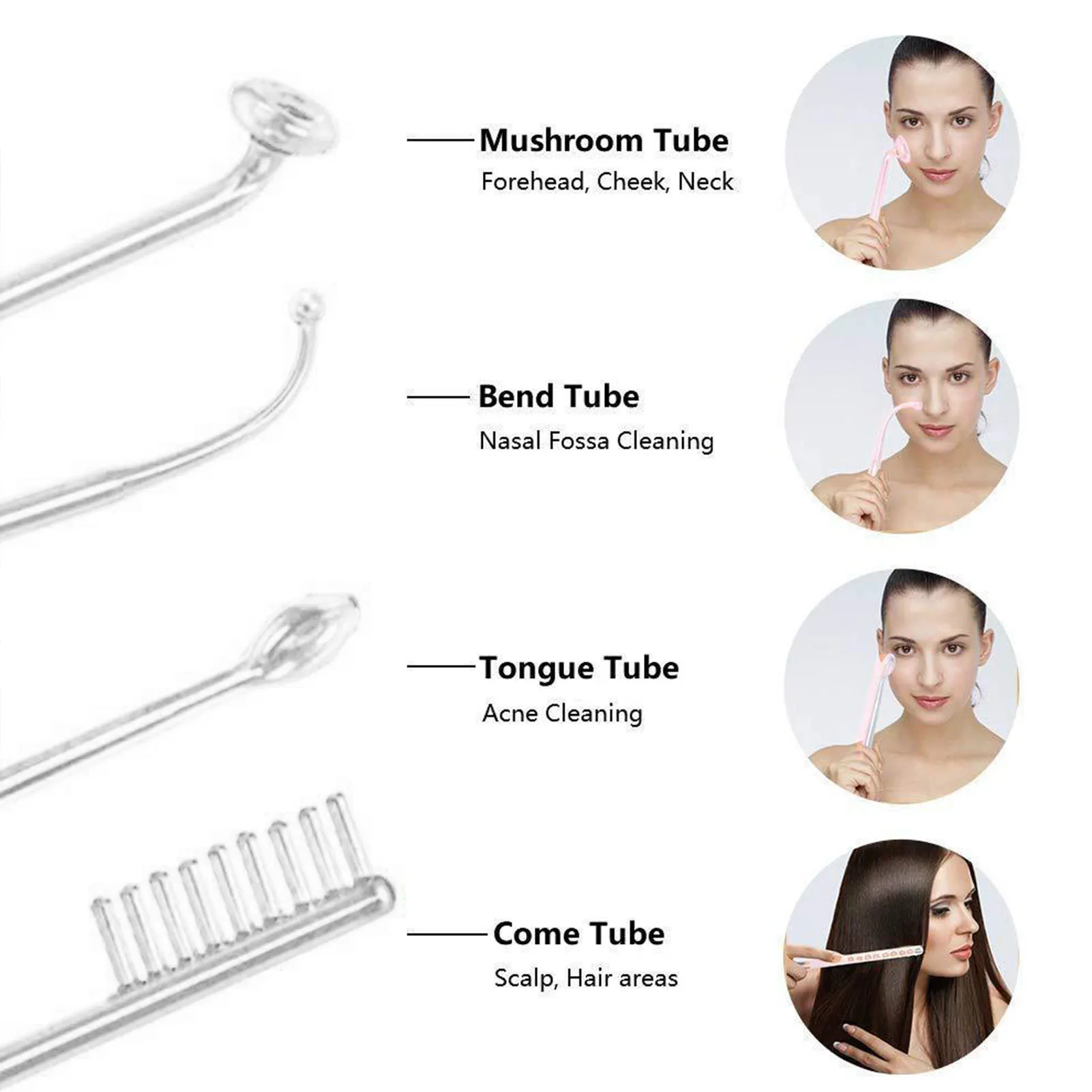 Skin Therapy Wand สูงความถี่หวีหลอดกําจัดไรสิว Facial Machine สําหรับ Facial Care แก้วพลาสติก
