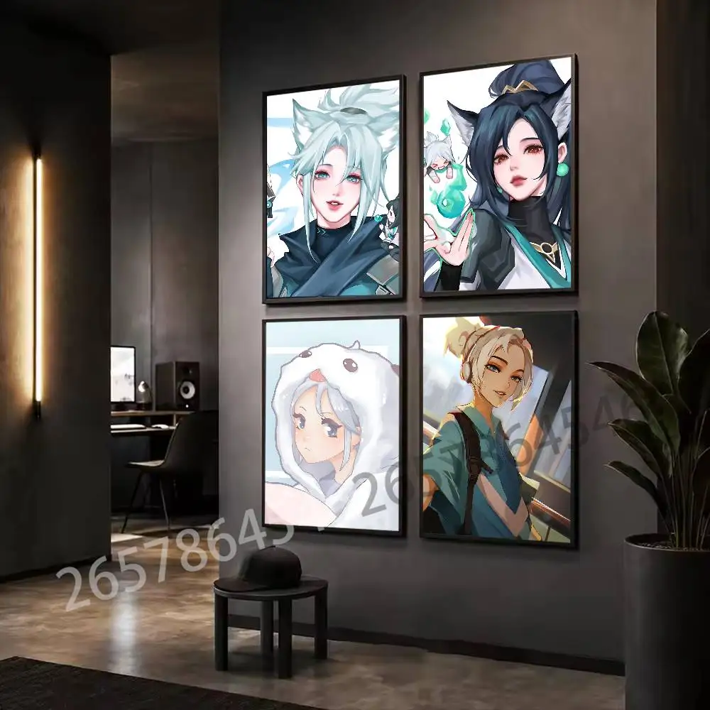 V-Valorant Jett Poster Self-adhesive Art Waterproof Paper Sticker Coffee House Bar Room Wall Decor
