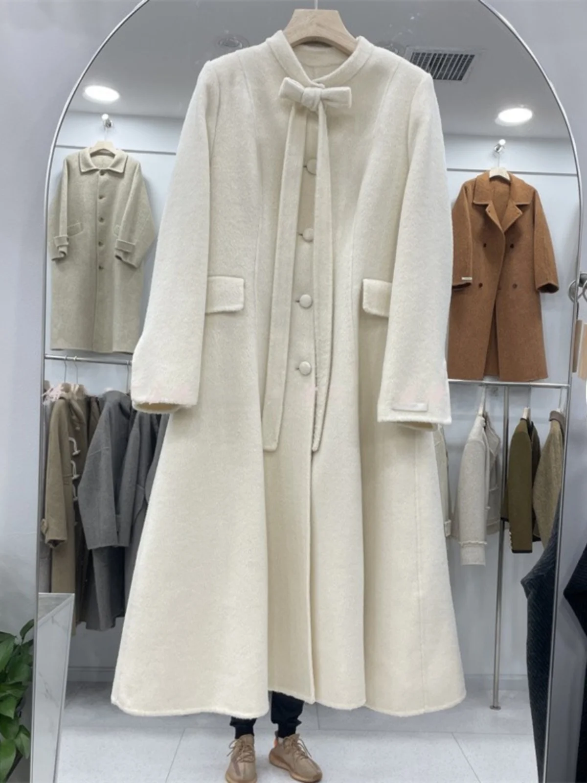 

Hebe Sle Thiened длинное шерстяное пальто для женщин осень-зима New Faion Ele Ladylike Commuter Regular Sve длинное шерстяное пальто