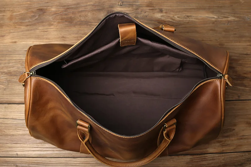NZPJ männer Retro Leder Große-kapazität Reisetasche Crazy Horse Leder Handtasche Top Schicht Rindsleder Business Reise Schulter tasche – Detail 10
