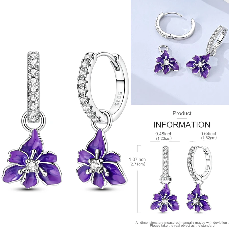 925 Sterling Silber Bunte Creolen Ohrringe mit Erdbeere, Libelle, Sonnenblume, Krabbe, Mantarochen und Lebensbaum als Geburtstagsgeschenk für Frauen – Detail 37
