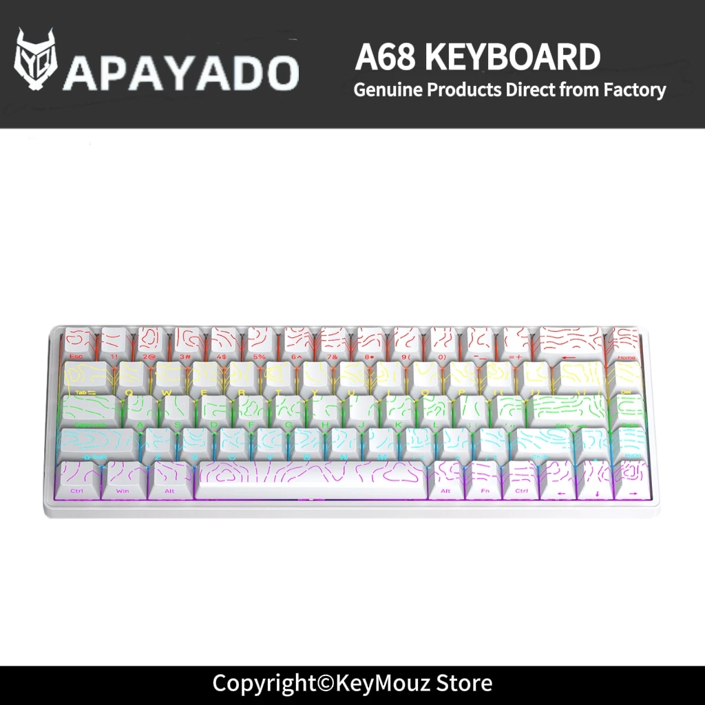 Wired Mechanical Gaming Keyboard APAYADO A68 Hot Swappable RGB Backlit Blue/Red Switch Type-C for PC Laptop Gamers