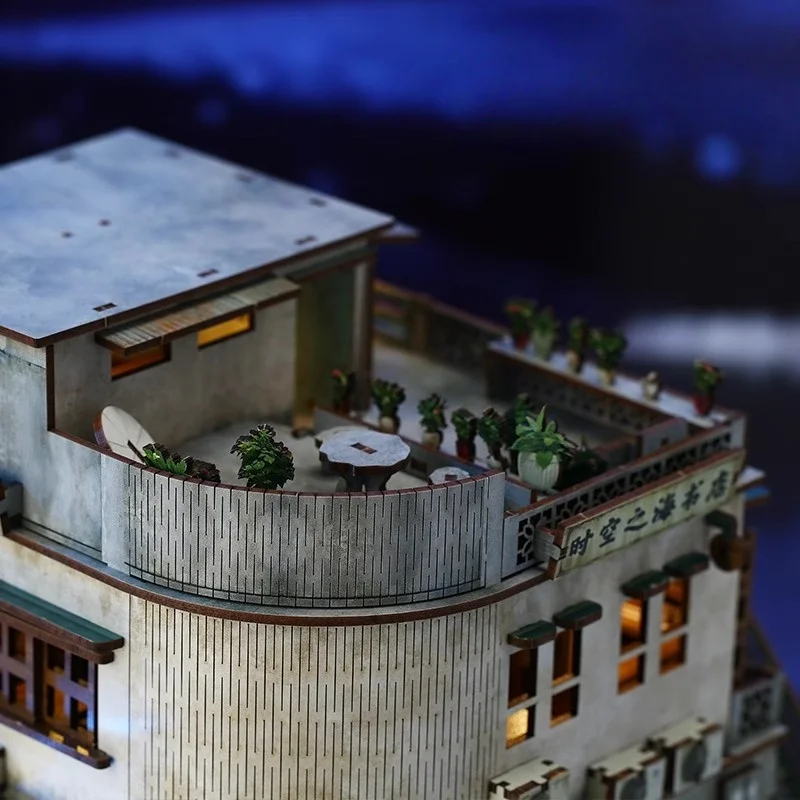 زاوية كتاب مكتبة سماوية من OUZEY، نموذج خشبي ثلاثي الأبعاد مناسب باللمس، موضوع سفر الوقت للمراهقين #4