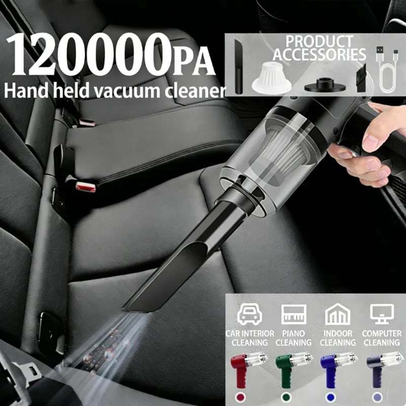 120000PA Compressed Air Dust Collector Handheld Vacuum Cordless High Power Mini Portable Car Vacuum Cleaner Hairdryer For Car