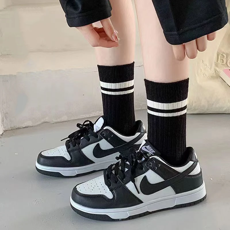 5 Pairs Women\'s Socks Cute Harajuku Warm Sock Simple Striped Short Socks Fashion Spring Autumn Women\'s Mid Tube Socks