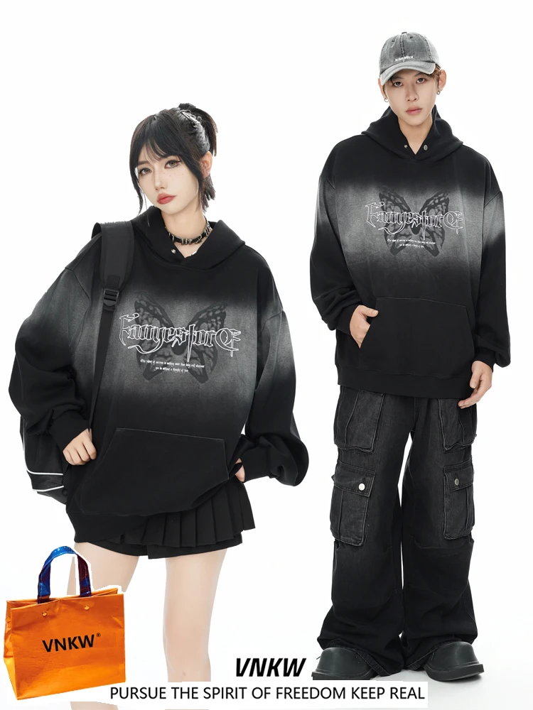 

Autumn Winter Heavyweight American Retro Hoodie Men's Loose Outerwear Embroidery Couples Sweatirt Youth Trend