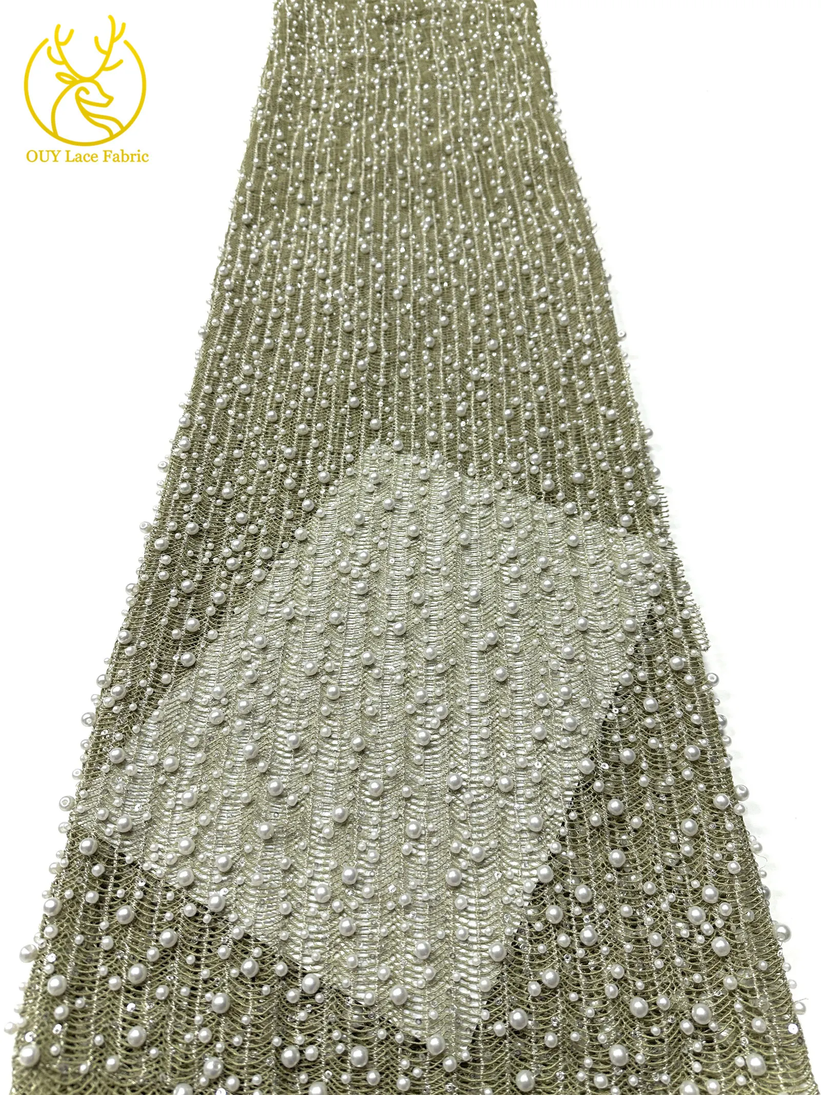 Neues Design Afrikanischer Großer Perlen-Spitzenstoff 2026 Nigerianischer Perlen-Pailletten-Spitzenstoff für Abendkleider Nähen 5 Yards – Detail 31