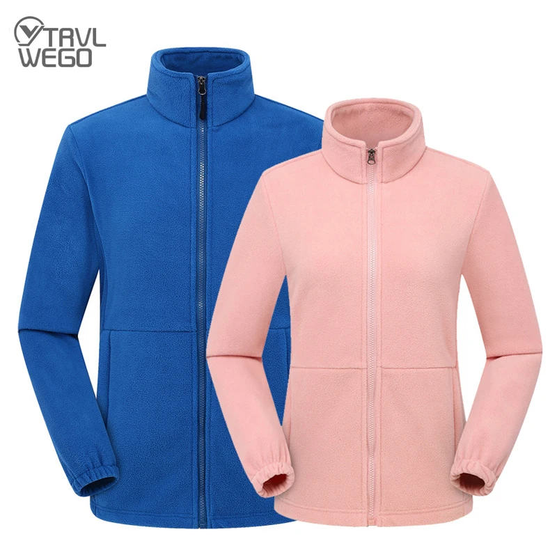 TRVLWEGO Men Women Hiking Jackets Walking Outdoor Sports Fleece Thermal Windbreaker Male Warm Climbing Trekking Camping Coats