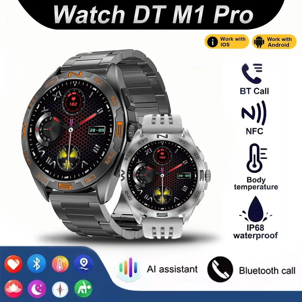 2025 Watch DT M1 Pro Smart Watch 1.43''AMOLED Screen GPS Track Bluetooth Call Download App Heart Rate Sleep Sports Smart Watch