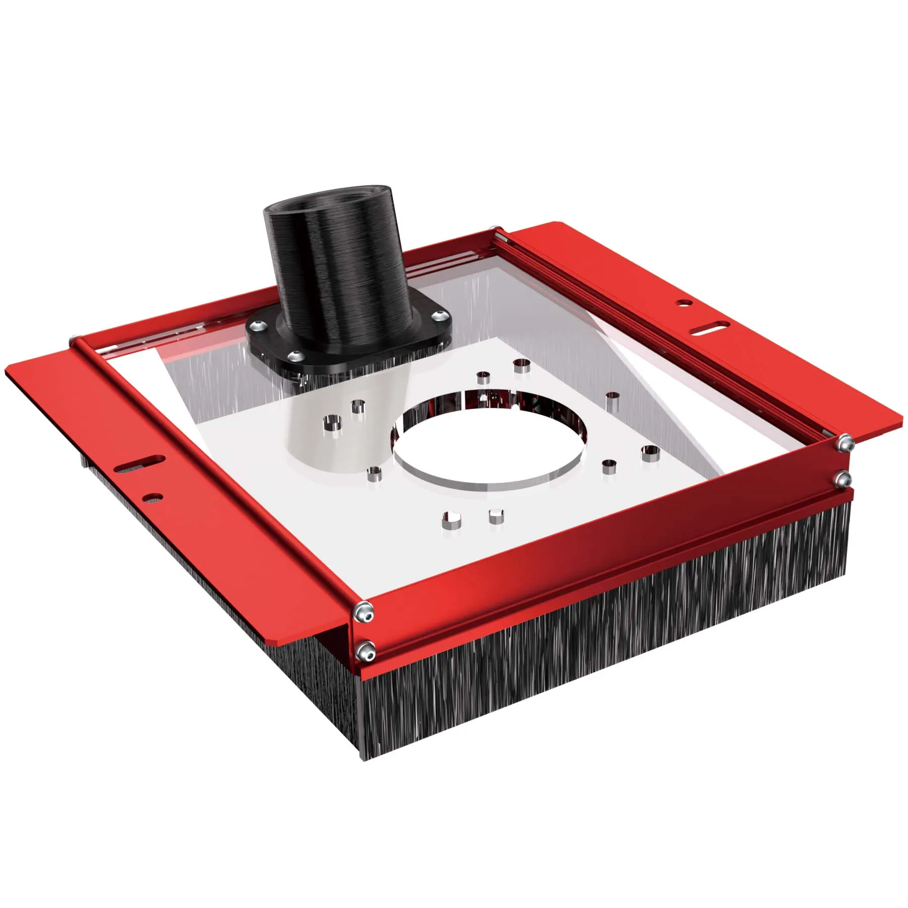 

Пылеулавливающий кожух SpeTool для станка SpeTool Slab Flattening Sled, пылеотводное отверстие 2-15/32 дюйма, подключается к вытяжке, подходит для большинства фрезеров