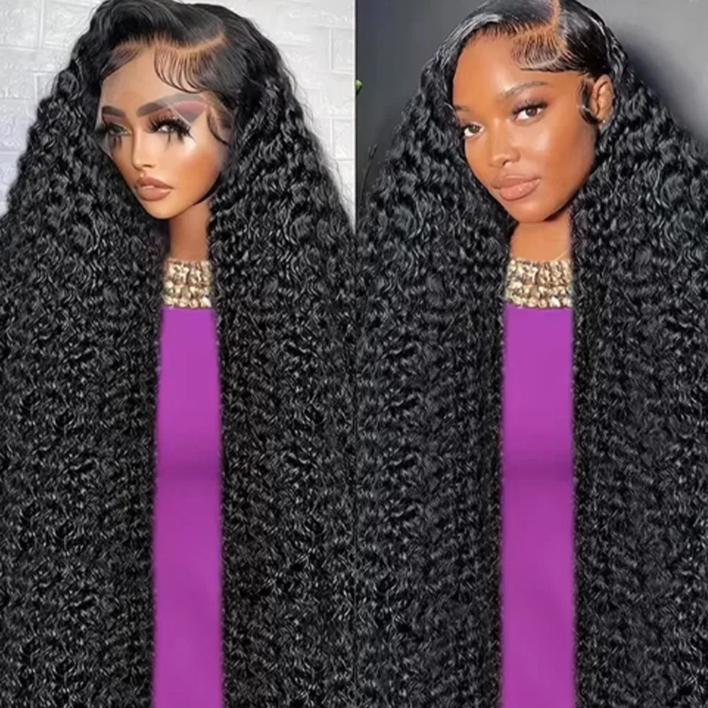 

220 Density 40 Inch Deep Wave 13x6 HD Lace Front Human Hair Wig Curly 7x6 Glueless Lace Frontal Wig for Women 360 Full Lace Wigs