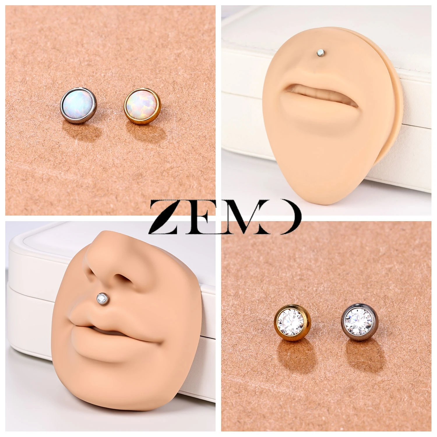 Stainless Steel Dermal Anchor Top with CZ Crystal