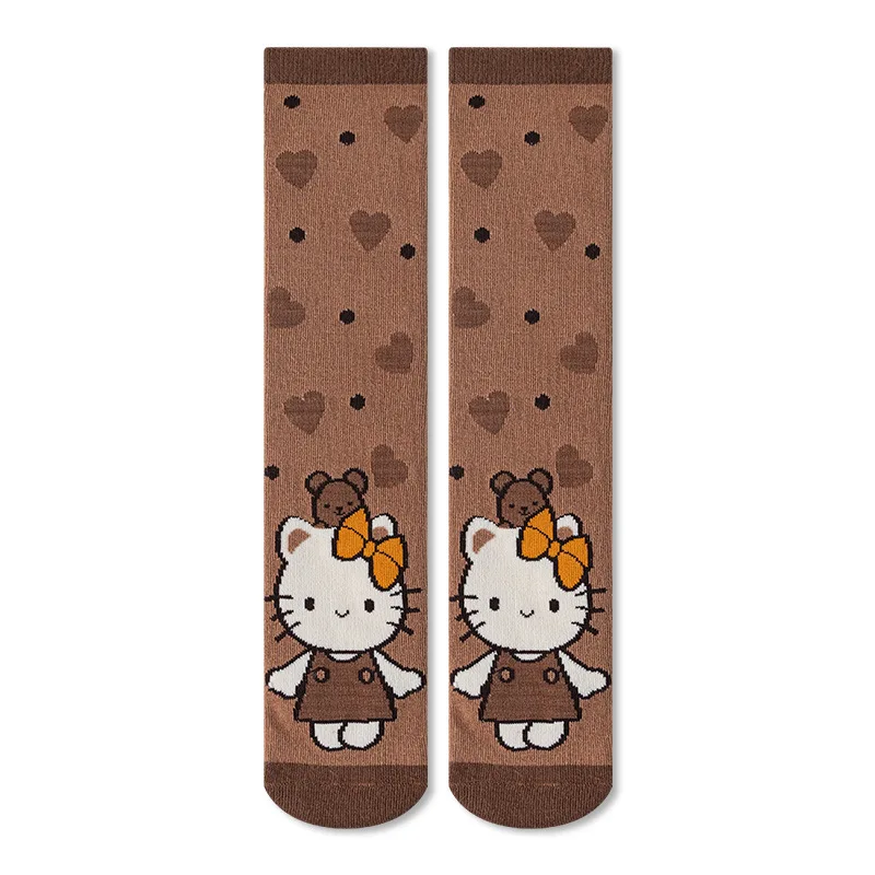 1Pair new Sanrio animated kawaii Hello Kitty Kuromi Melody girls cotton socks mid-calf socks cartoon children's calf socks gift