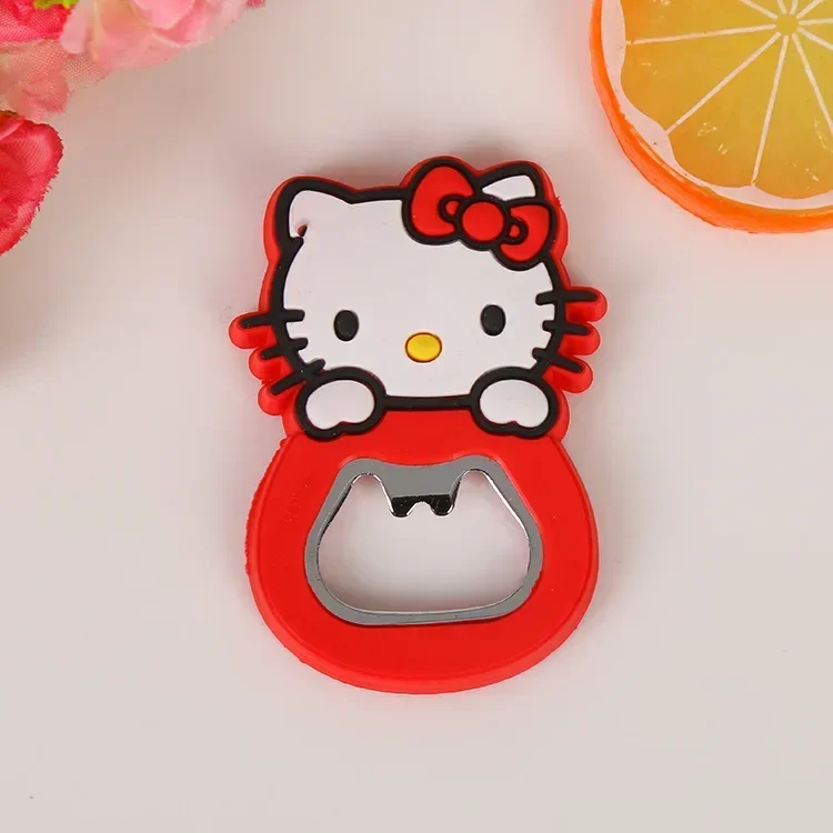 Sanrio Hello Kitty Bottle Opener My Melody Anime Cute Cartoon Pink Girly Heart Silicone Beer Bottle Opener Fridge Sticker Gift