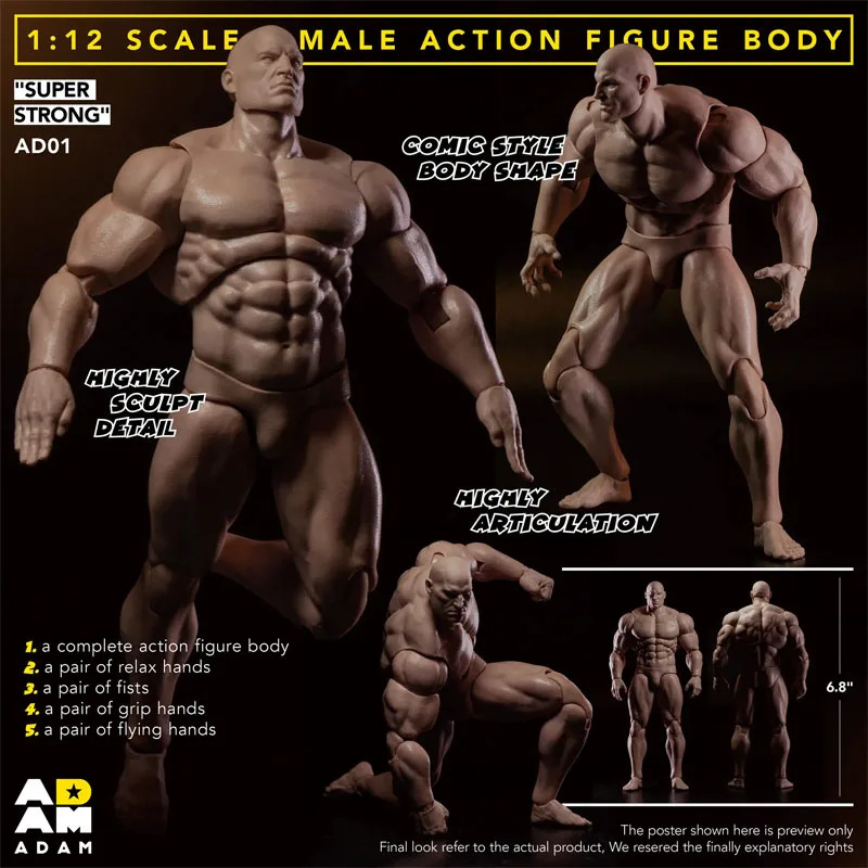 

In Stock Muff Toys ADAM 1/12 Super Strong MALE Figure Body Action Figure Toys For Boys /Girls /Kids /Christmas Gift