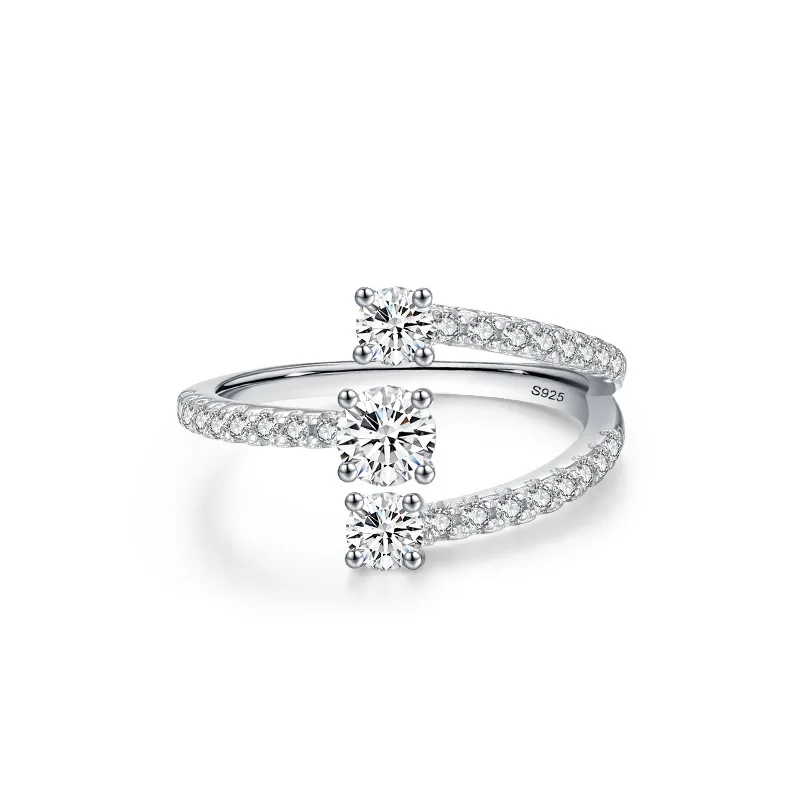 Apexelle Brand Luxury Jewelry 925 Sterling Silver Rings Fashion Geometric Design Zirconia Finger Ring Premium Jewelry