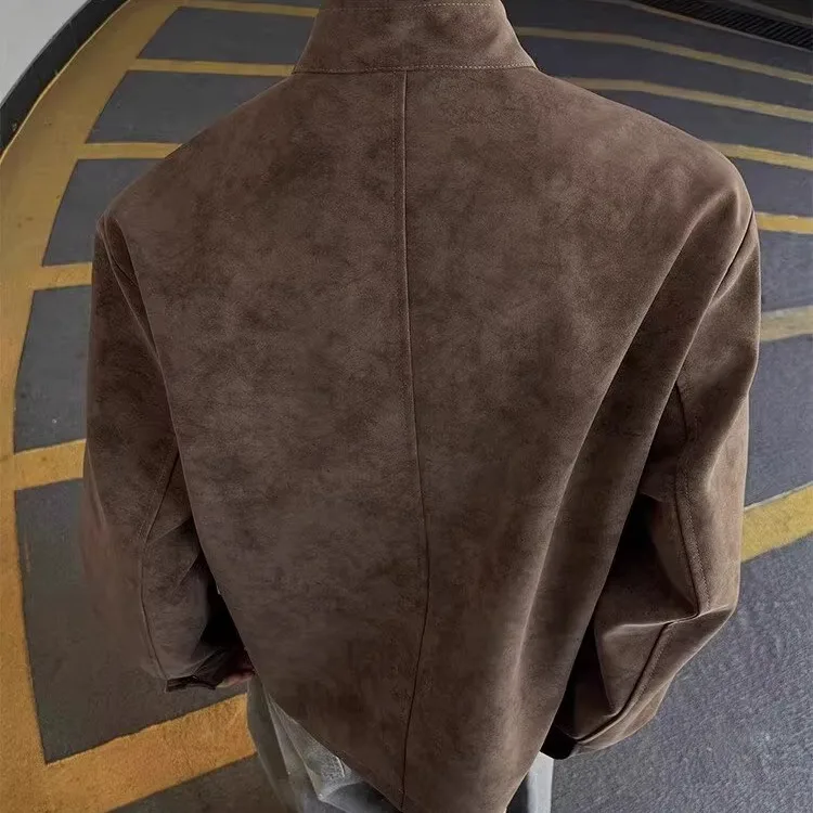 

Мужская кожаная куртка в стиле американского Sle, свободная мотоциклетная одежда на молнии из искусственной кожи, универсальная модная осенняя новинка