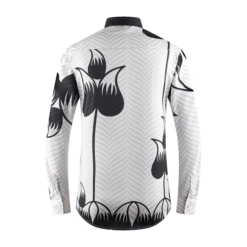 Vintage Elegant Lapel Men Shirts High-end Button Up Long Sleeve Man Dress Shirt Larger Size Party Social Men's Blouse Streetwear
