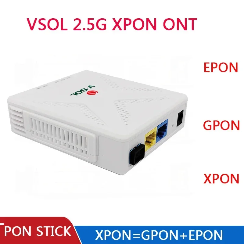 VSOL 2.5Gb XPON ONU V2801RH/V2802RH EPON GPON ONU SC Connector pon module HGU PPPoE IPoE 802.3ah with power