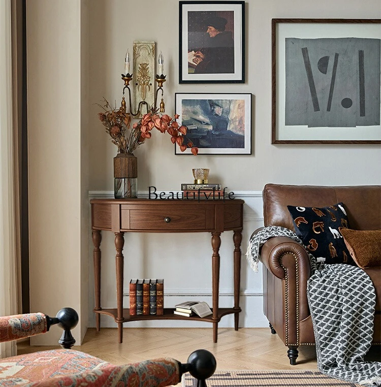 

American solid wood porch rack storage key semicircular aisle cabinet