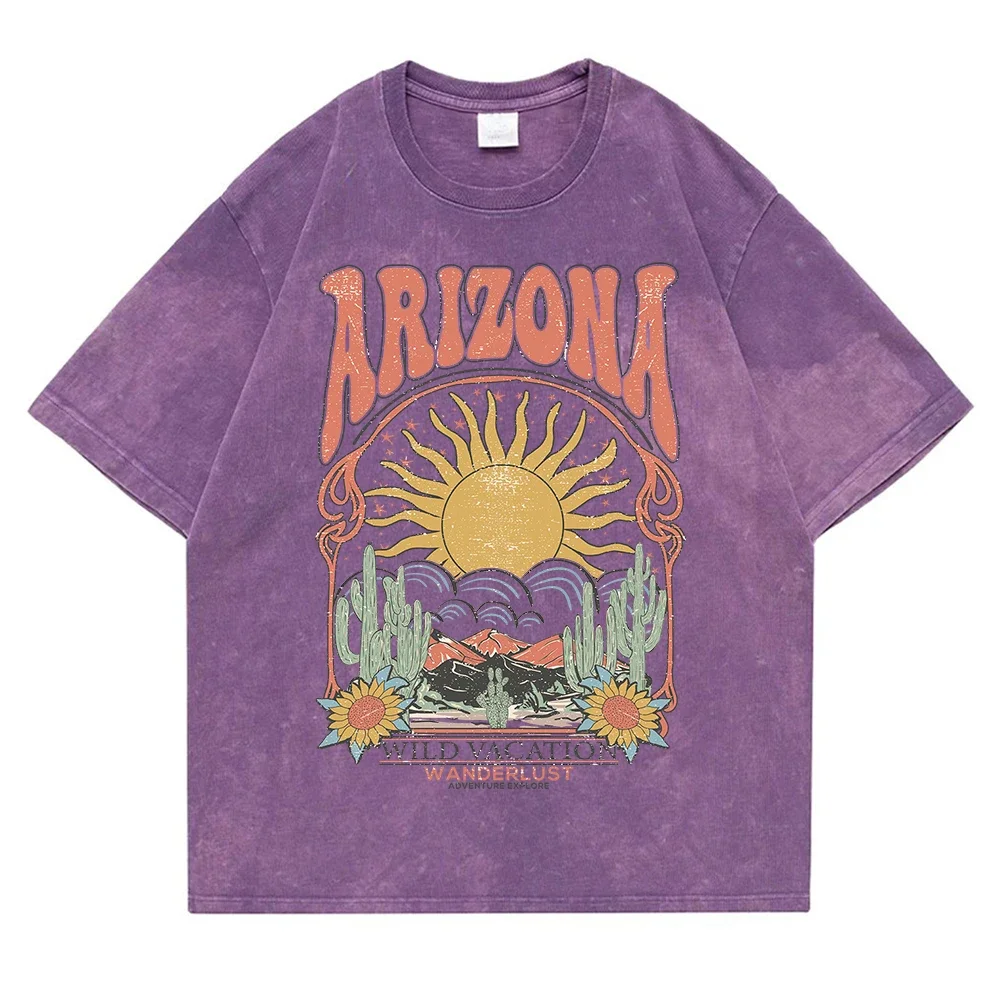 Beautiful Arizona Wildlife Vacation Invites You Washed Retro Snow T Shirt Male Casual Cotton Tee Clothes Hip Hop Oversized Tees