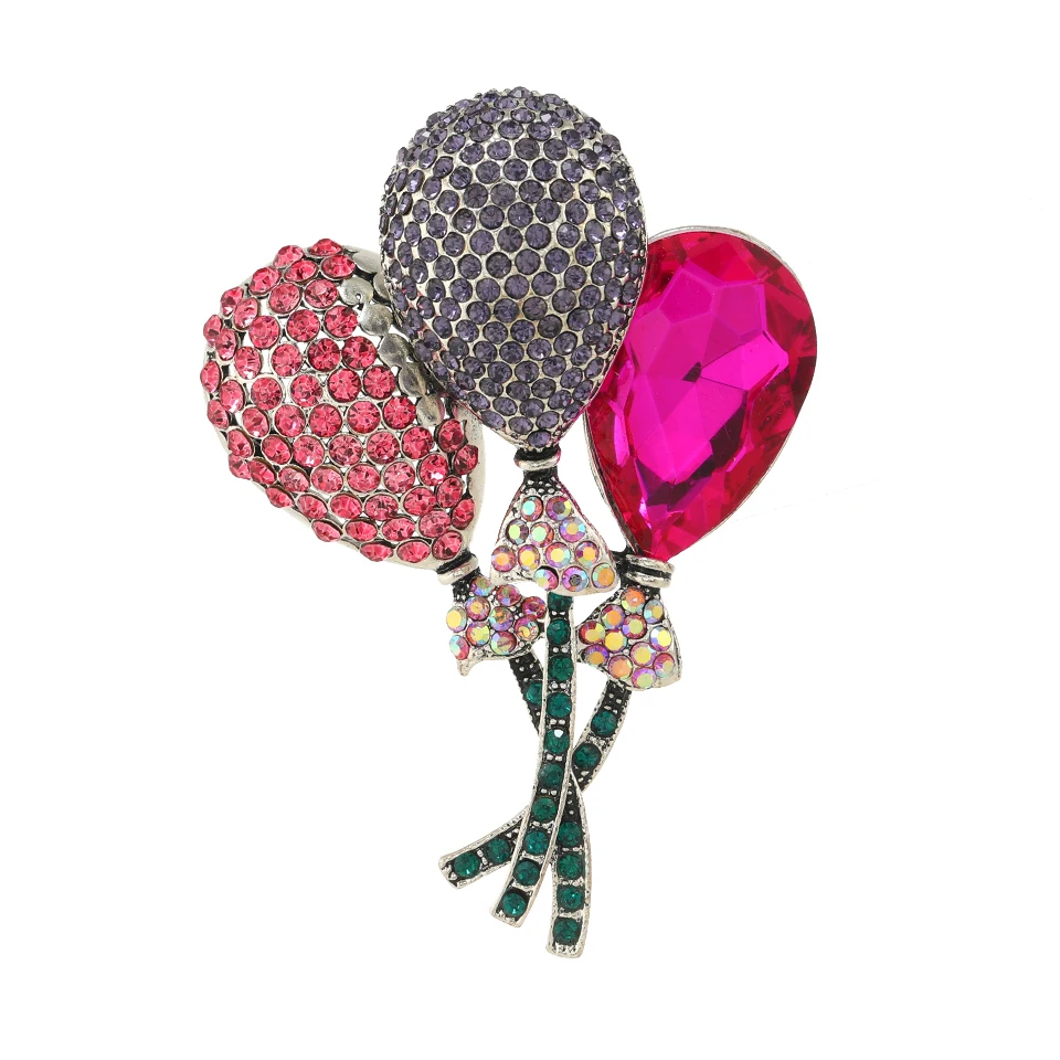 Muylinda  Cute Big Crystal Balloon Brooches for Women Wedding Party Clothing Wholesale Fashion Brooch Pins Gift Accessories