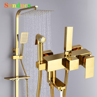 Square Hot Cold Bathroom Shower Set Quality Stainless Steel Hot Cold Bathroom Shower System Accessories 10 Inch Rain Shower Head