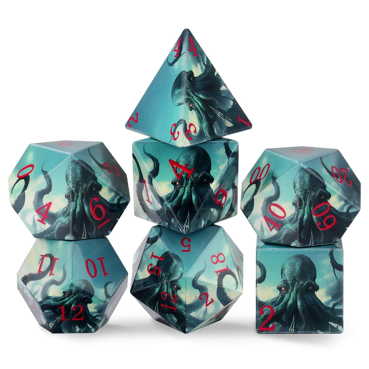 

Printing dice for TRPG Dungeons&Dragons Tabletop Game Polyhedral Resin DND Dragon octopus Dice Miniature 7pcs