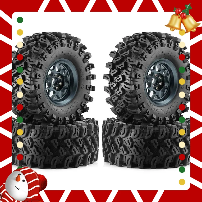 2.2'' Metal Beadlock Wheels and Crawler Tires （4PCS）for 1/8 1/10 RC Crawler Car Upgrade KM5 YK4082 YK4083 SCX10 RBX10 RR10 TRX