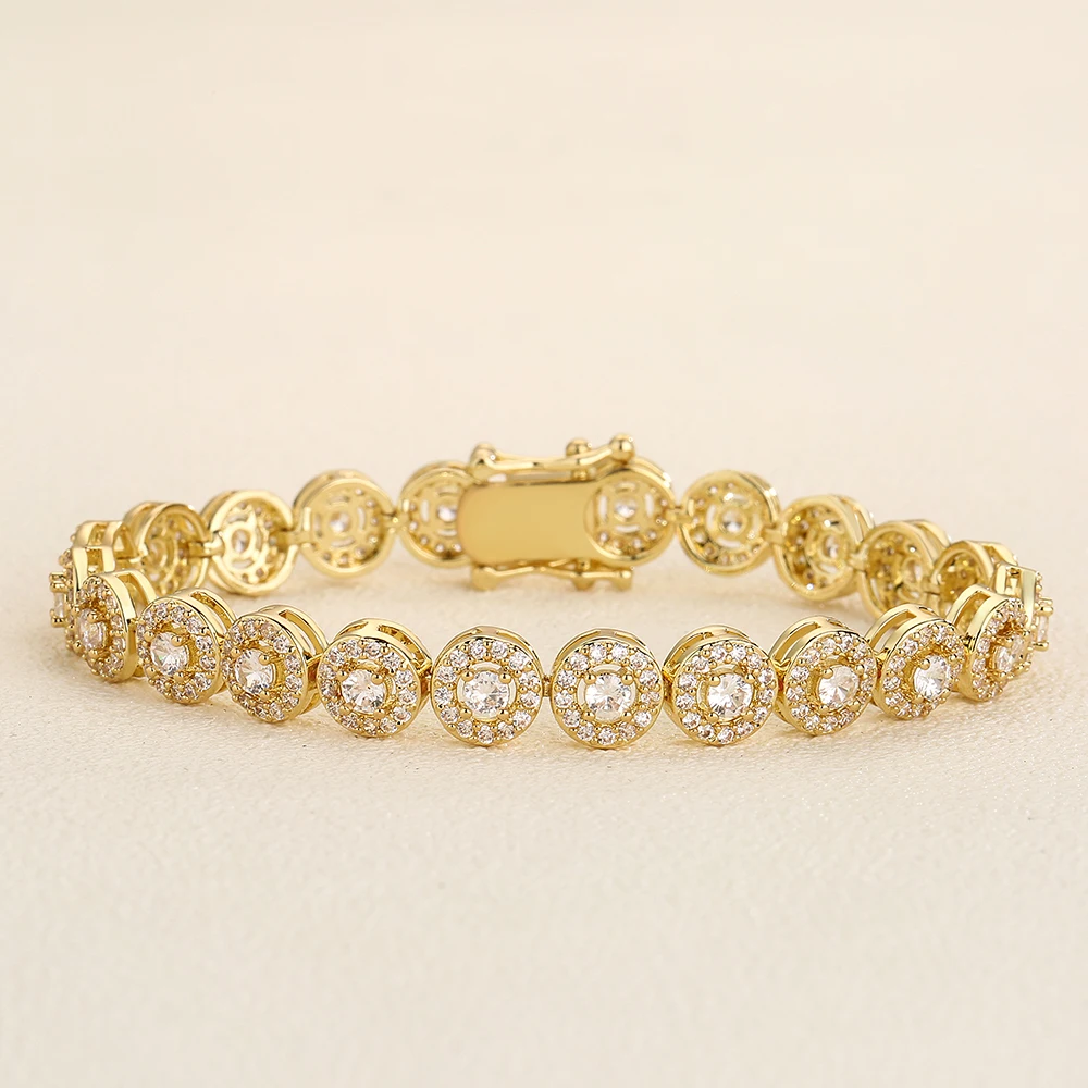 RAKOL Luxury Exquisite zircon Bracelet gold-plated Shining Crystal Bracelet For Women Vintage Party Wedding Bridal JewelryGift