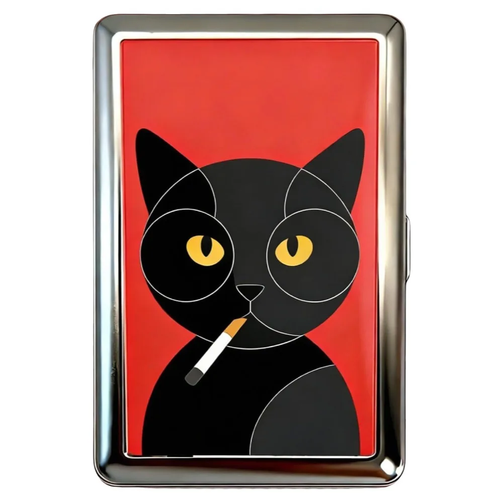 Art Deco Metal Card Holder Slim Hard Shell Cash Case Printed Lid Pocket Size Money Organizer Gift Giving