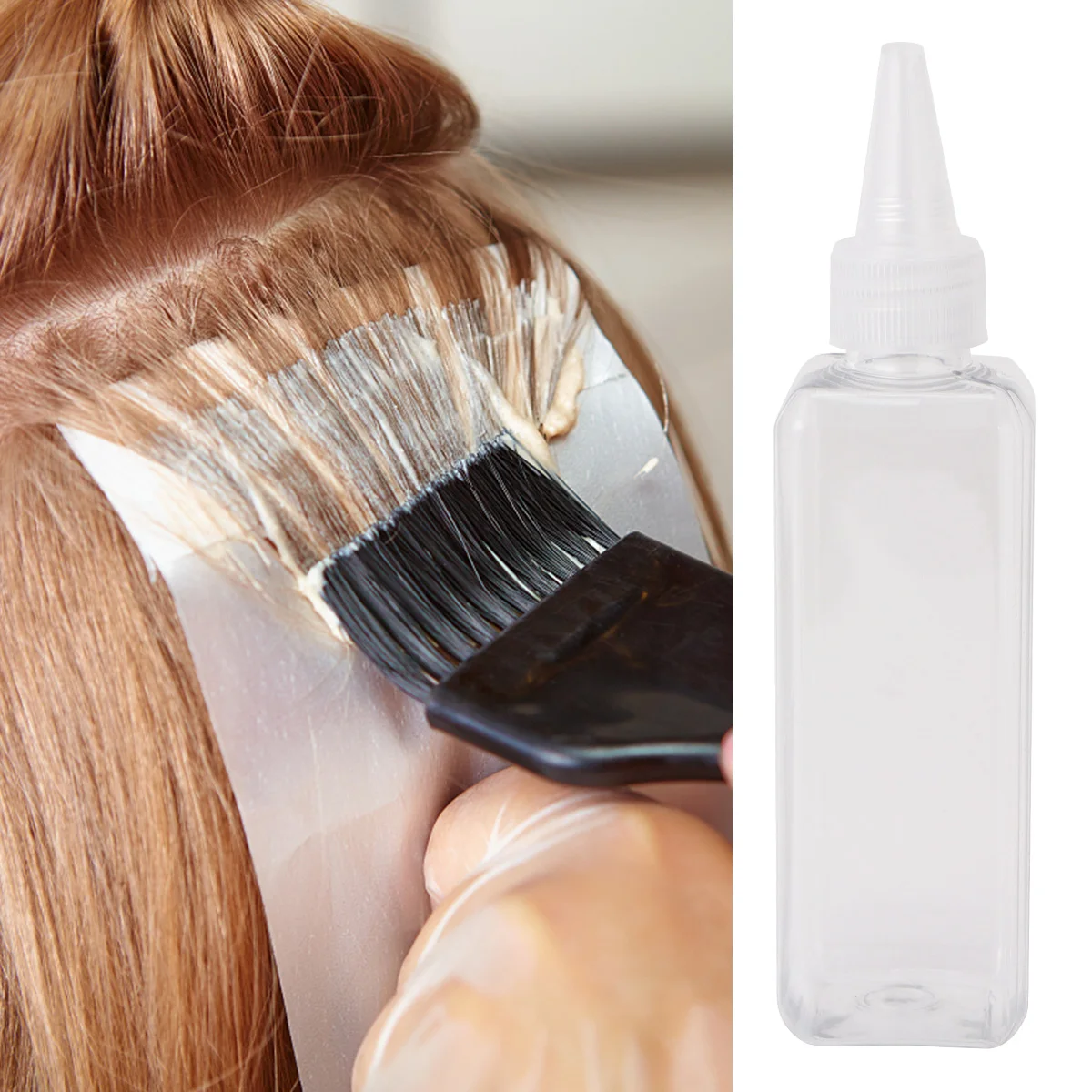 

15pcs 100Ml Square Hair Dye Bottles Clear Plastic Squeeze Applicator Bottles For Hair Coloring Shampoo Conditioner
