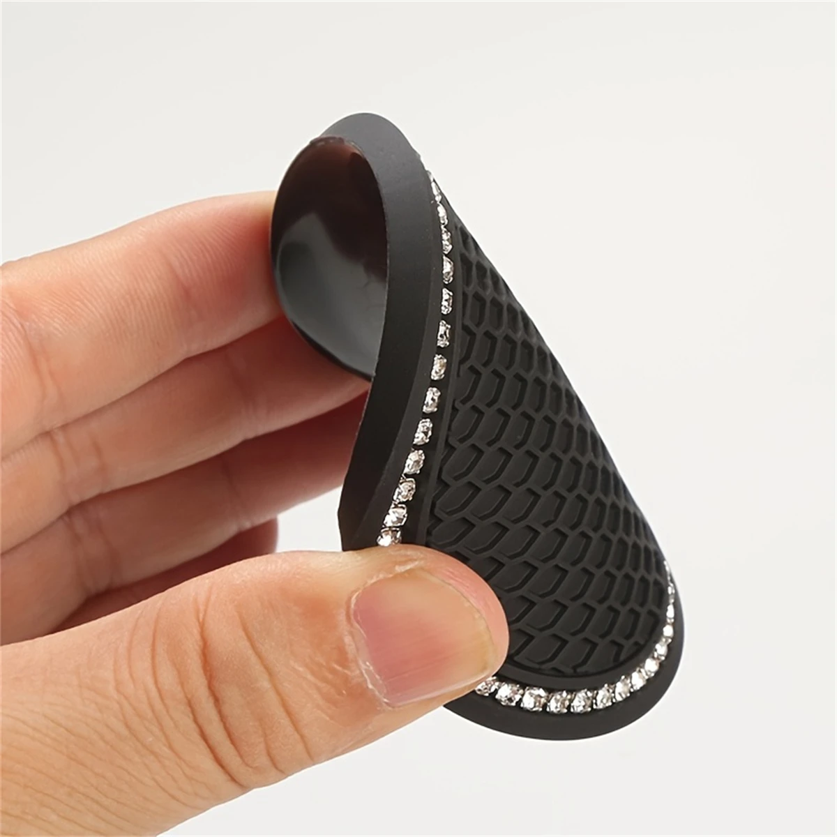 2pcs Round Grid Car Coasters Soft Rubber Artificial Diamond Non Slip Creative Cup Holder Coaster Car Accessories Easy To C image 3
