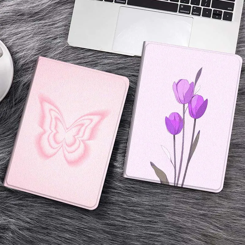 

Pink Butterfly Cartoon Pattern Gift Tablet Case For Samsung Tab Galaxy S6 S11 A A7 A8 A9 A11 10.1 10.4 10.5 Plus Lite