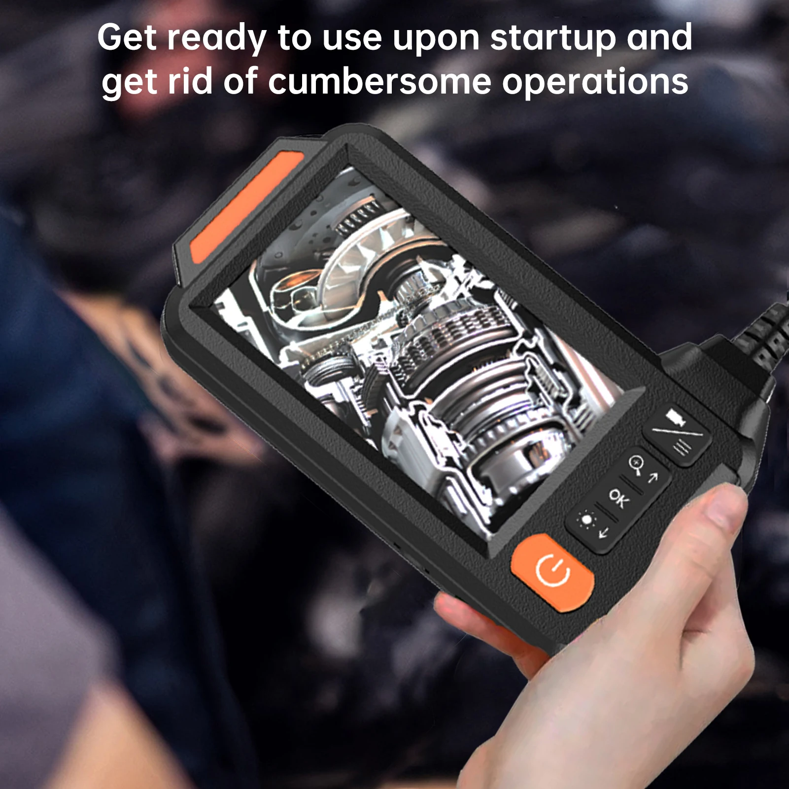 Industrial 1080P Sewer Inspection Camera - Dual Lens 8 LED Lights 4.3" HD IPS Screen 6.5ft Semi-Rigid Cable  for Pipe Endoscope