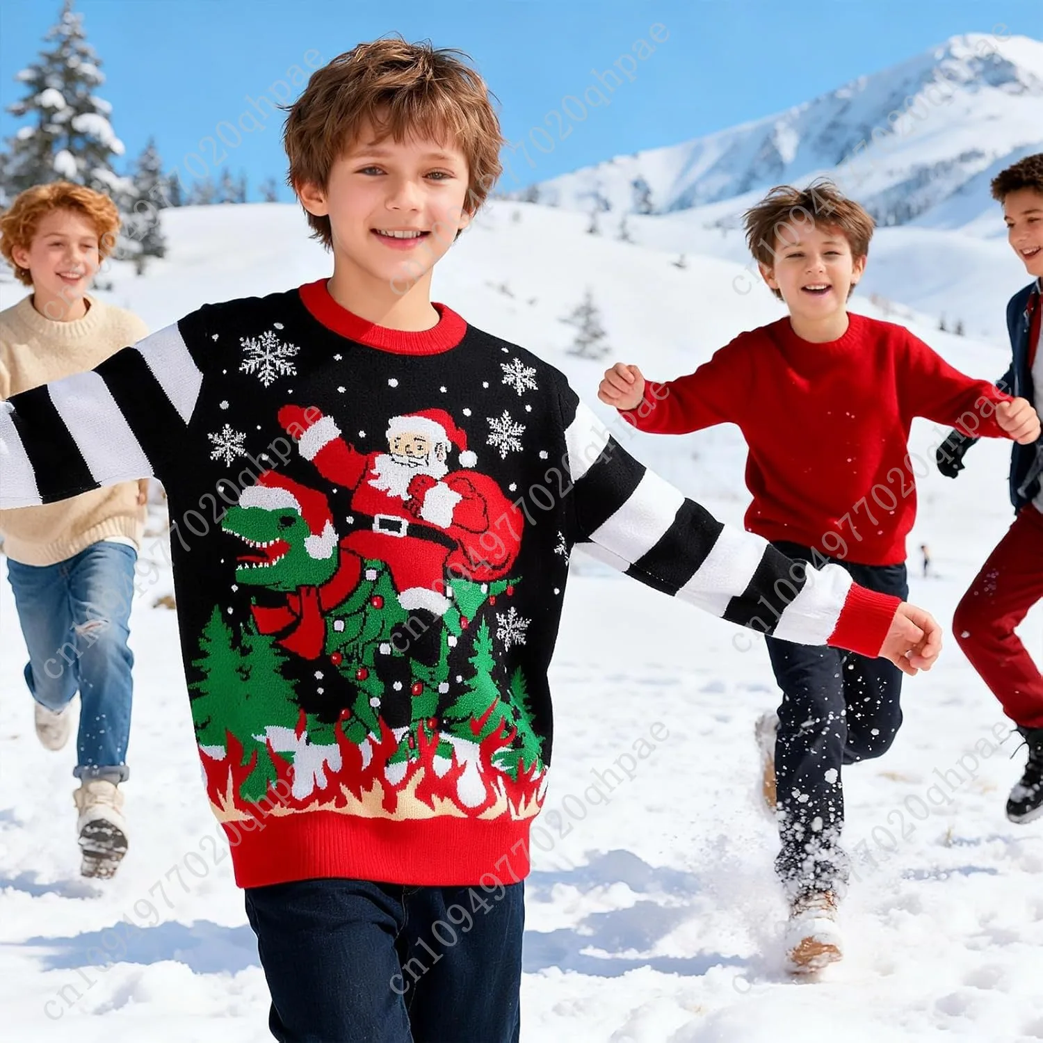 TUONROAD 7-14 سنة الفتيان والفتيات سترة عيد الميلاد القبيحة ثلاثية الأبعاد مطبوعة عطلة الشيطان كلوز البلوز للأطفال بلوزات #2