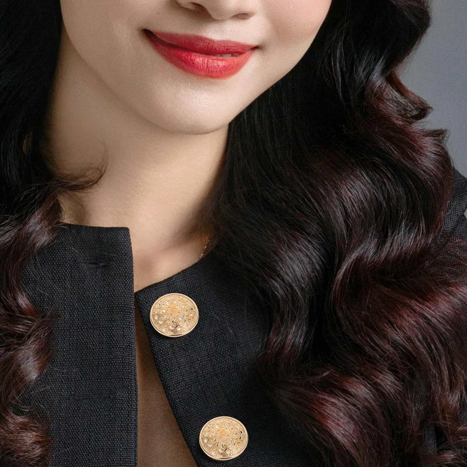 

30Pcs 23mm Metal Buttons for Clothes Jackets Hats Jeans Durable Rustproof Hollow-Out Design Light Golden Handcraft Tools