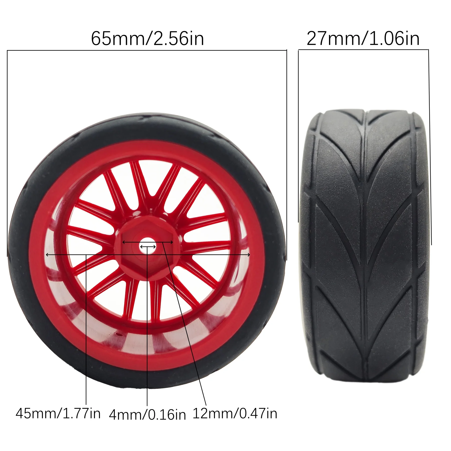 1/10 RC Racing Tires & Wheel Rims Hub 12mm Hex for 1:10 RC On Road Car Tamiya TT01 TT02 XV01 XV02 PTG-2 TA06 HSP HPI Kyosho - view 4