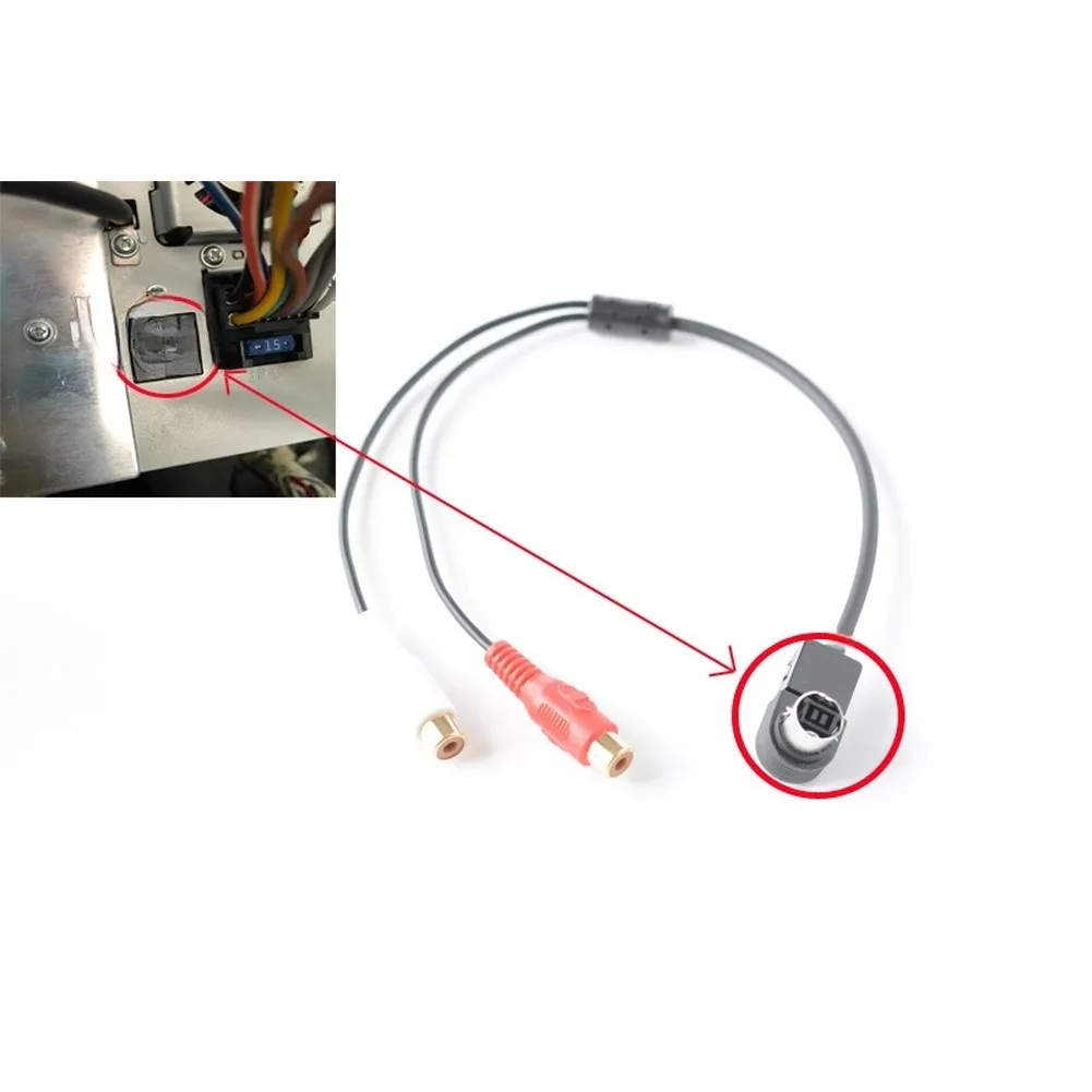 In-Car AUX To 2 For RCA Audio Adapter For Plug-, Fits PC7-102 KS-U58 PD100 U57 U29, ABS Build, Easy Install For Car Stereo
