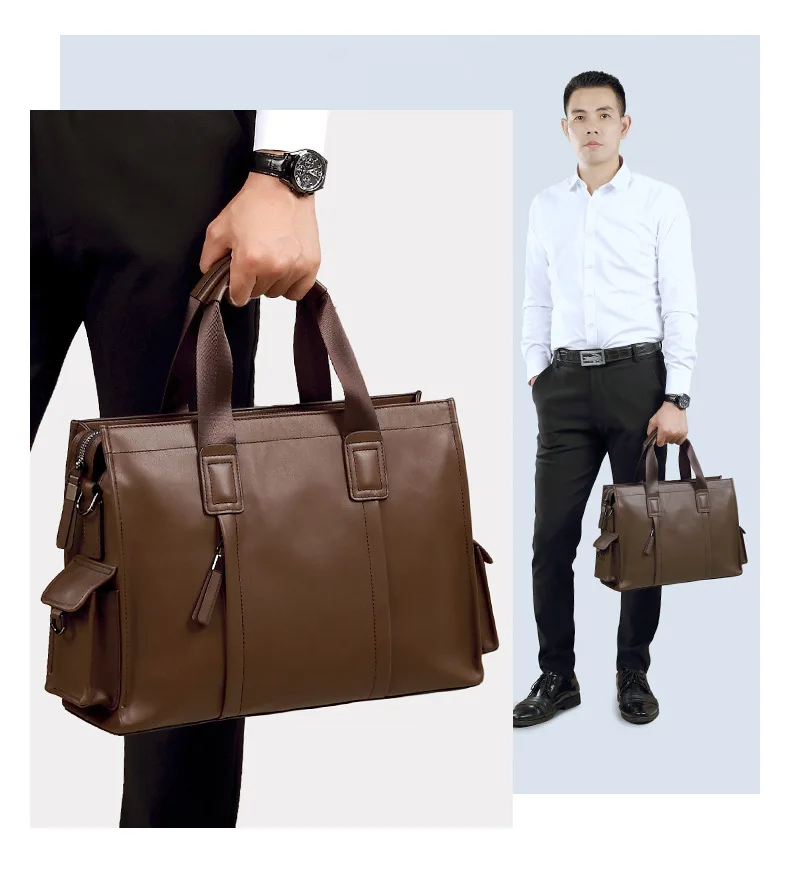 Valigetta da uomo in vera pelle: borsa per laptop di grande capacità, spalla convertibile e trasporto a mano per affari e casual