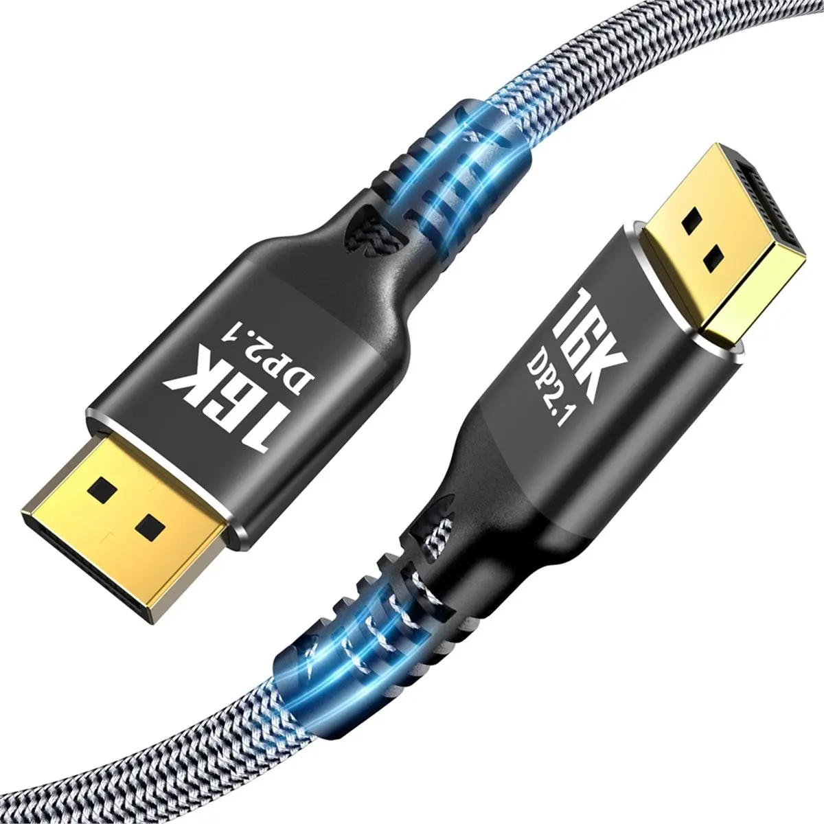 DisplayPort Cable 2.1,40Gbps HDR10 HDCP DSC 1.2a Braided DP 2.1 Cord for FreeSync G-Sync Gaming Monitor 5m
