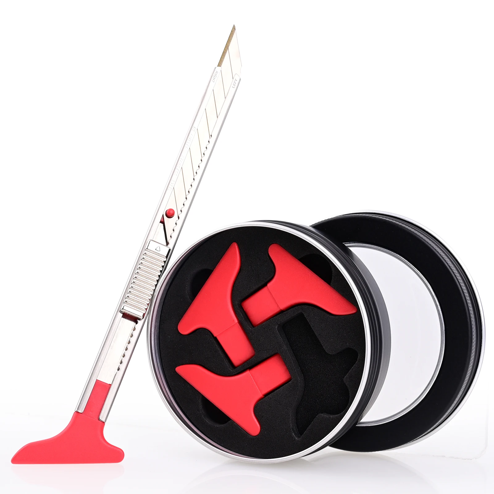 FOSHIO Knife Tucking Squeegee 2-In-1 Car Tinting Tool Curves Slot Vinyl Wrap Carbon Fiber Film Install Detailed Trimming Scraper