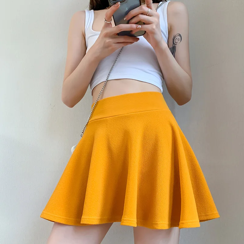 Summer Women\'s Skirts Fashion Sexy Mini Elastic Pleated Sun Skirts For School Girl Uniform Korean Black High Waist Tennis Skirts