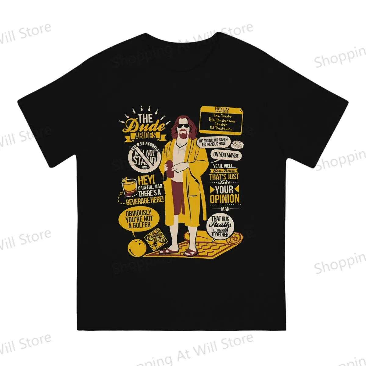 Tops 100% Cotton Leisure Sports  The Dude Quotes Men's and women's T-shirts The Big Lebowski Short sleeved fun print